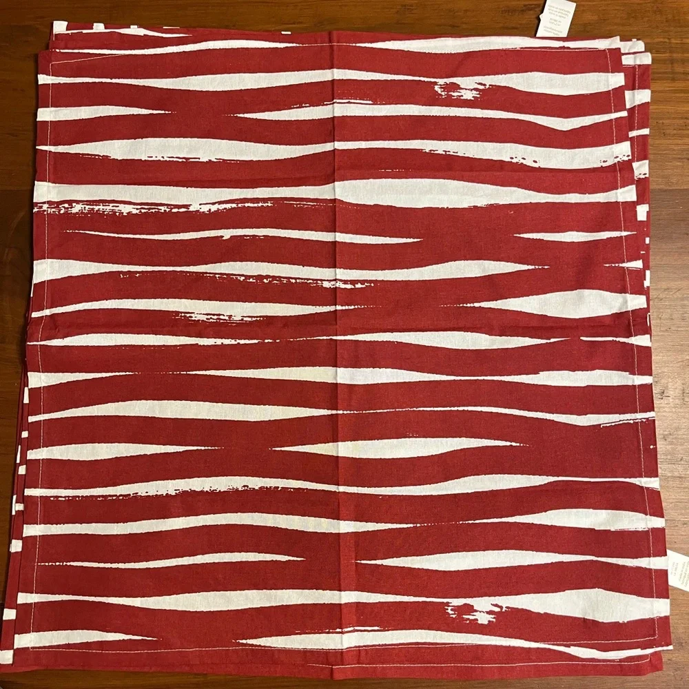 West Elm Red White Zebra Stripe Napkins New Set 4
